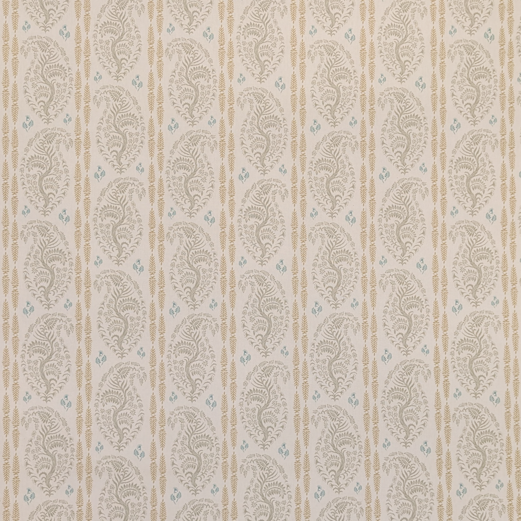 Patterned fabric with decorative design on a beige background