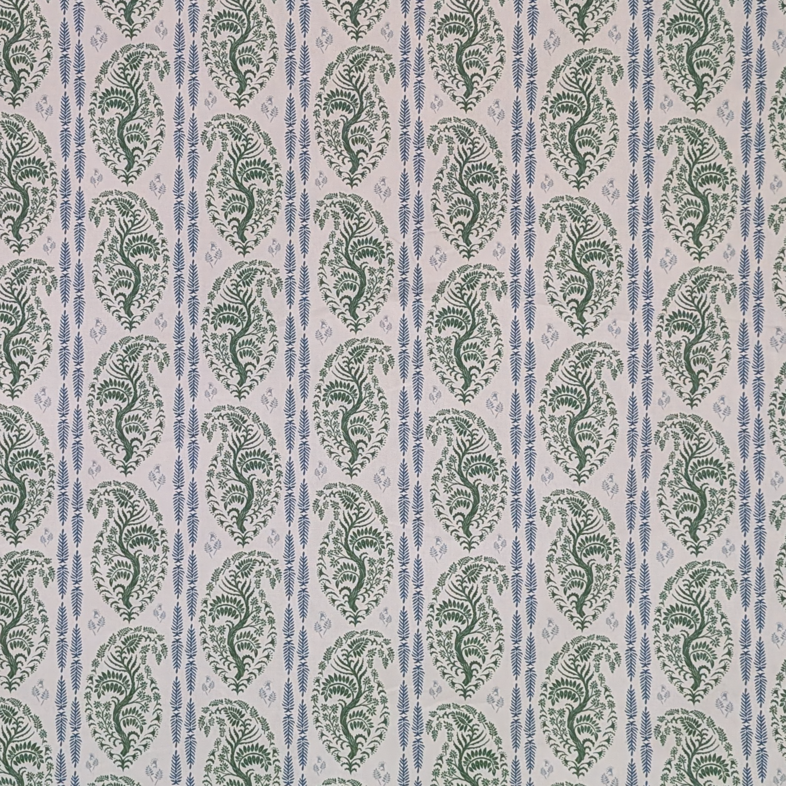Paisley stripe pattern fabric in green and blue 