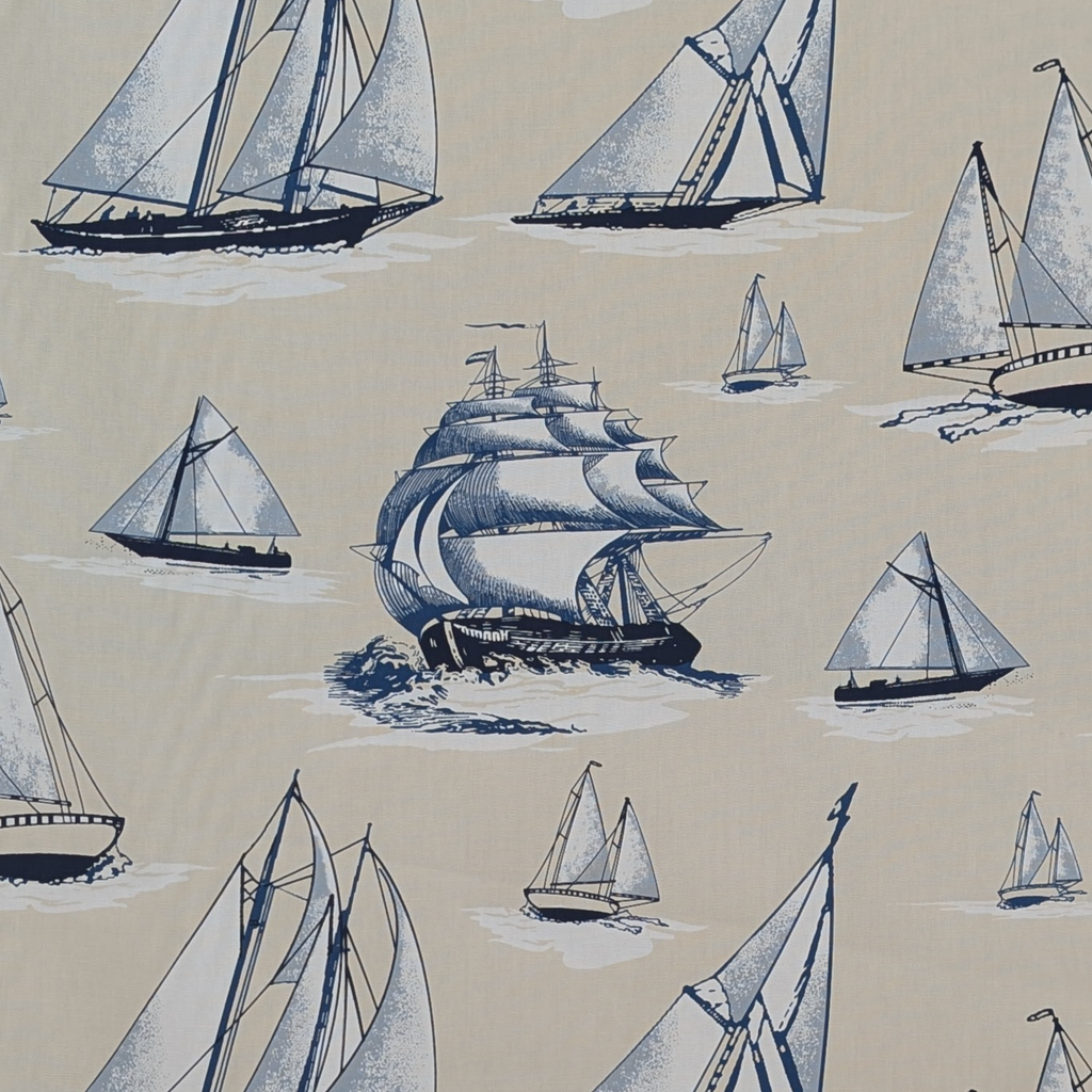 Absolutely Fabrics ‘Yachts’ Blue Cream