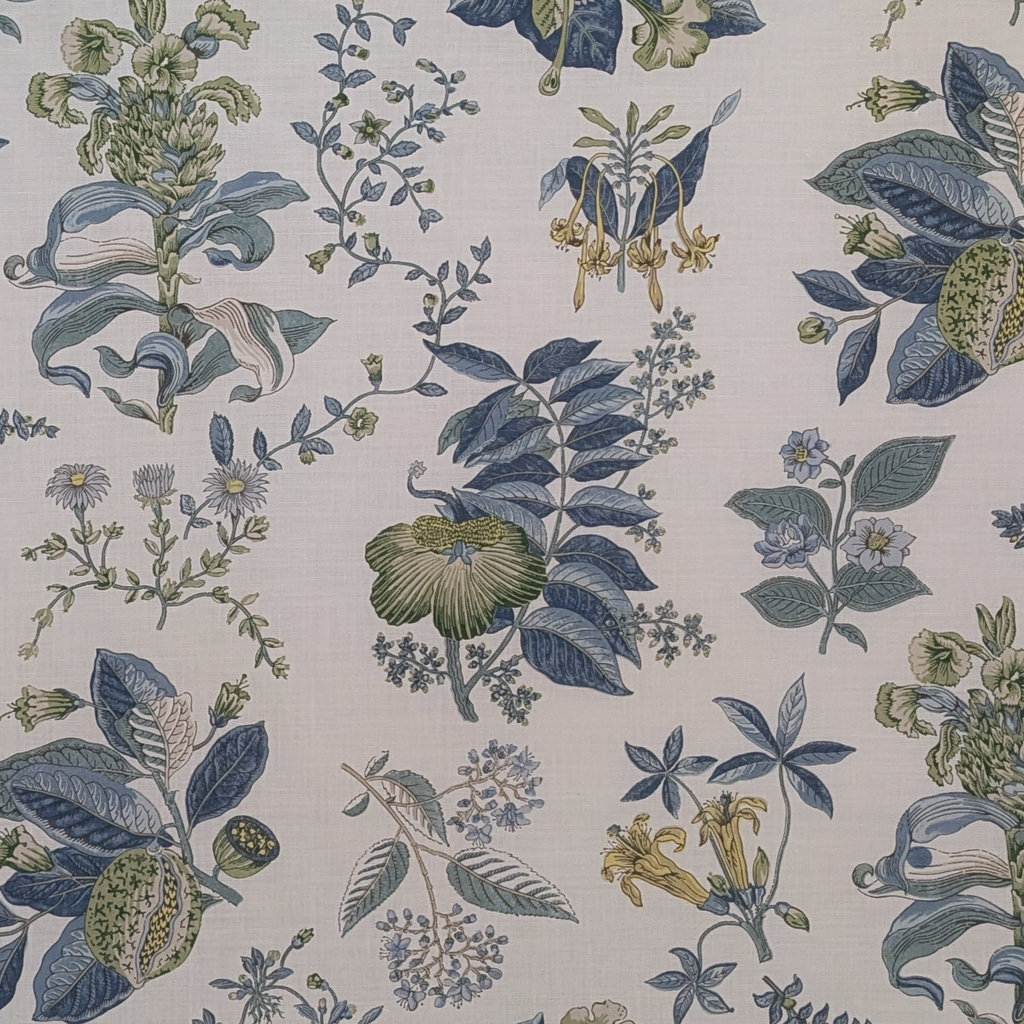 Botanical pattern with leaves and flowers on a light background