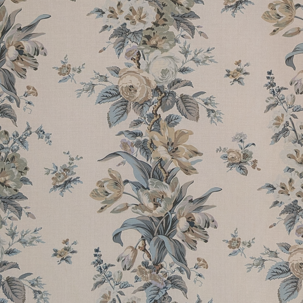 Blue delicate flowers on cream background 