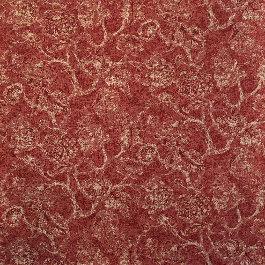 Red floral patterned fabric texture